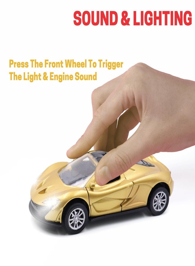 ويمسي سيارة سباق رياضية معدنية مصبوبة من WHIMSY، سيارة معدنية بصوت محرك واقعي، أضواء LED، أبواب قابلة للفتح والإغلاق، سيارة سحب للخلف مصنوعة من سبائك الزنك للأطفال فوق 3 سنوات، معتمدة من BIS (ذهبية). - Image 4